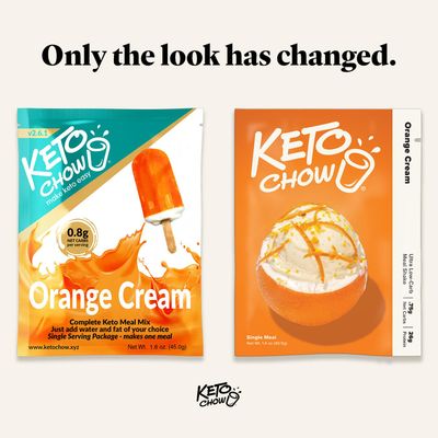 Keto Chow Orange Cream - Keto Meal Replacement Shake Powder - Nutritionally Complete - Low Carb - Delicious Easy Meal Substitute - Protein Rich You Choose The Fat - Single Meal Sample