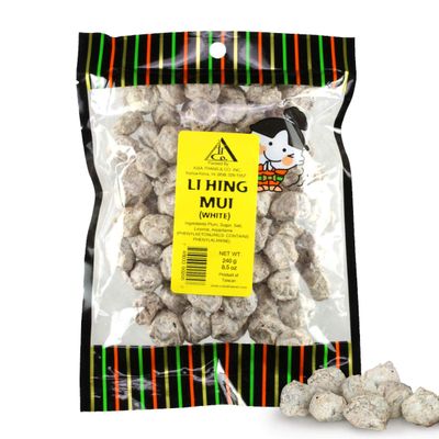 Asia Trans Seeded White Li Hing Mui Crack Seed Plums | Hawaiian Favorite | Salty, Sour, &amp; Bitter Dried Asian Plum Candy