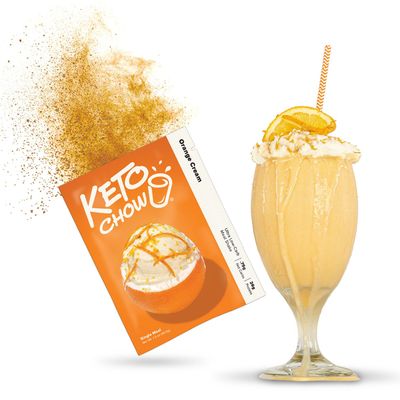 Keto Chow Orange Cream - Keto Meal Replacement Shake Powder - Nutritionally Complete - Low Carb - Delicious Easy Meal Substitute - Protein Rich You Choose The Fat - Single Meal Sample