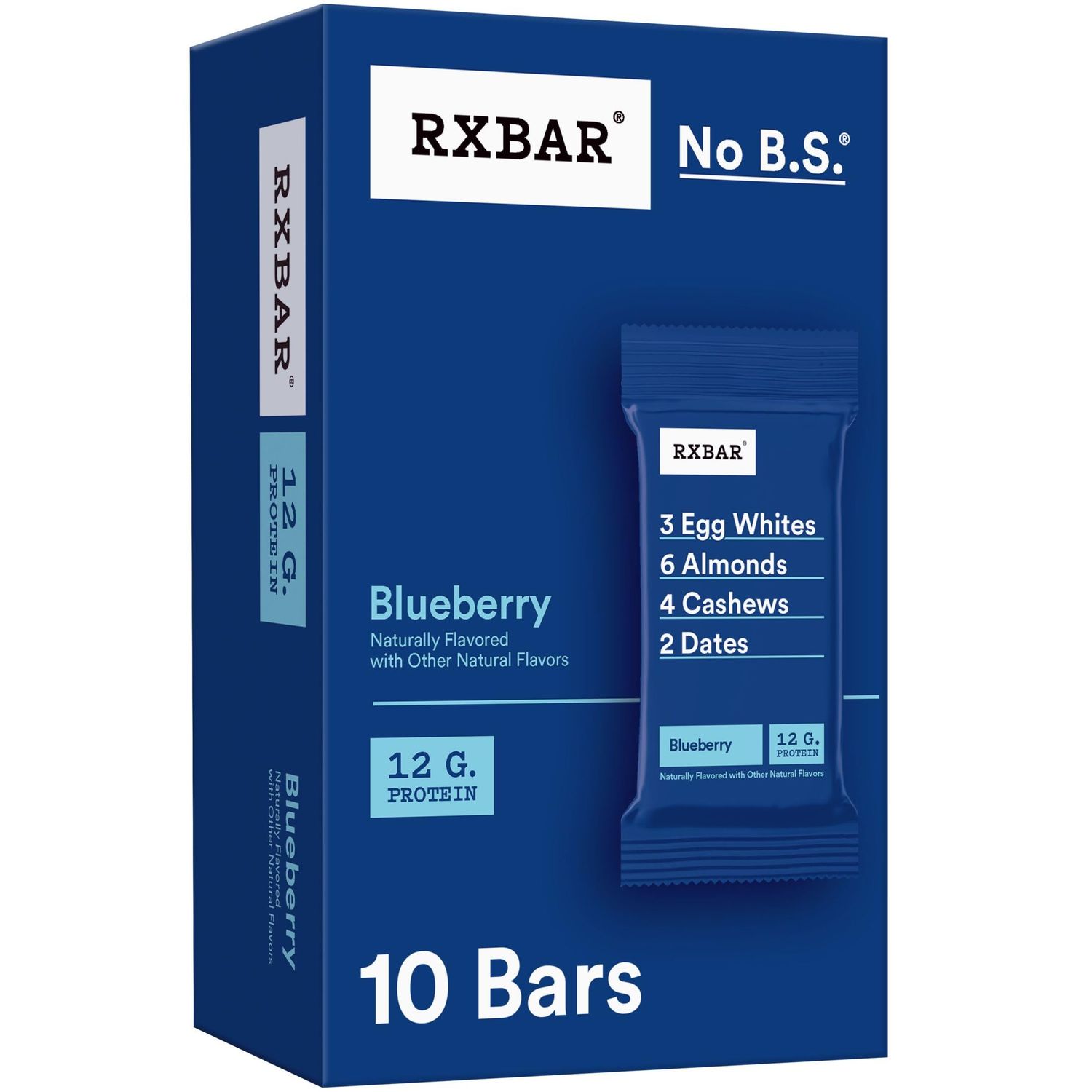 RXBAR Protein Bars, Protein Snack, Snack Bars, Blueberry, 18.3oz Box (10 Bars)