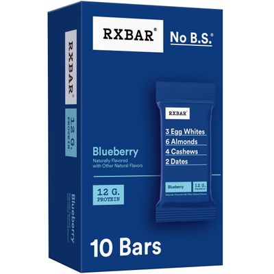 RXBAR Protein Bars, Protein Snack, Snack Bars, Blueberry, 18.3oz Box (10 Bars)