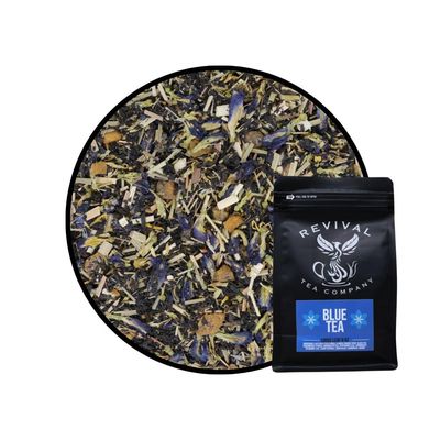 Revival Tea Company Blue Tea - Butterfly Pea Flower and Black Tea Blended with Other Herbal Tea Flavors - 24 Tea Bags
