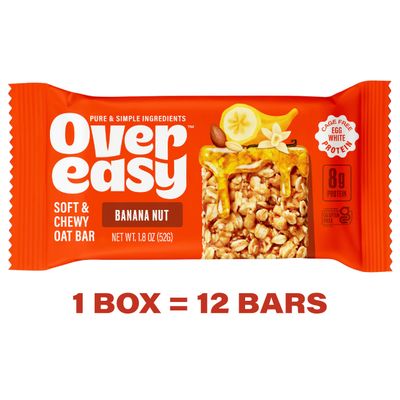 Over Easy Soft and Chewy Granola Breakfast Bars - Granola and Protein Bars - Energy Snack Bars - Clean, Gluten Free, Dairy Free, Soy Free and Kosher (Banana Nut, 12 Count)
