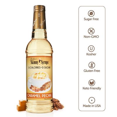 Jordan's Skinny Syrups Sugar Free Coffee Syrup, Caramel Pecan Flavor Drink Mix, Zero Calorie Flavoring for Chai Latte, Protein Shake, Food &amp; More, Gluten Free, Keto Friendly, 25.4 Fl Oz, 1 Pack