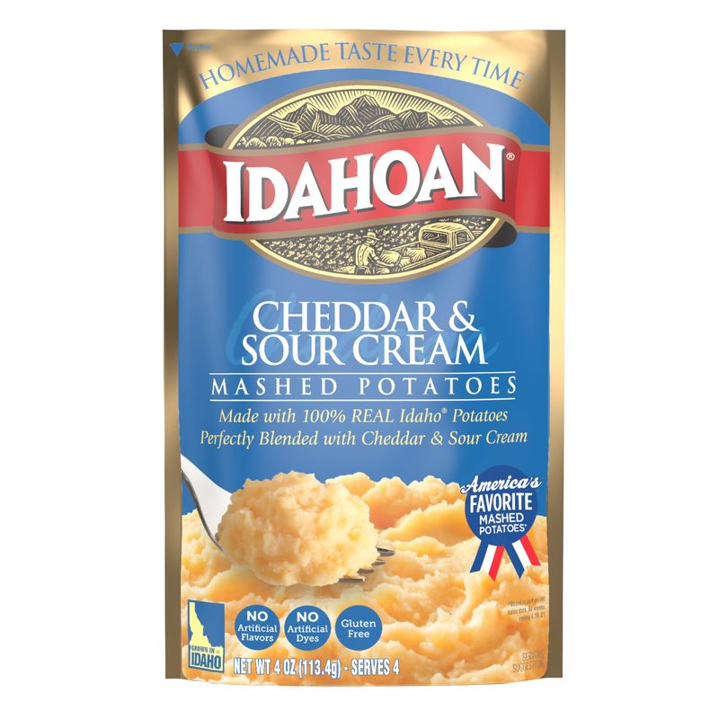 Idahoan Cheddar &amp; Sour Cream Mashed Potatoes, 4 oz (Pack of 12)