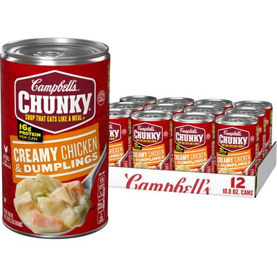 Campbell&#39;s Chunky Soup, Creamy Chicken and Dumplings Soup, 18.8 Oz Can (Case of 12)