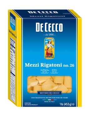 De Cecco Semonlina Pasta, Mezzi Rigatoni No.26, 1 Pound (Pack of 12)