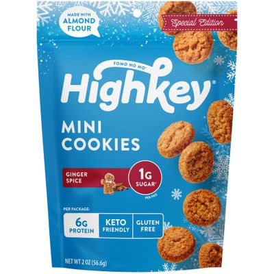 HighKey Gluten Free Ginger Spice Cookies - Keto Snack No Sugar Low Carb Snacks Foods Diet Friendly Food Healthy Cookie Dessert Treat Sweet <1g Sugar Ginger Snaps 2.0oz 3Pack