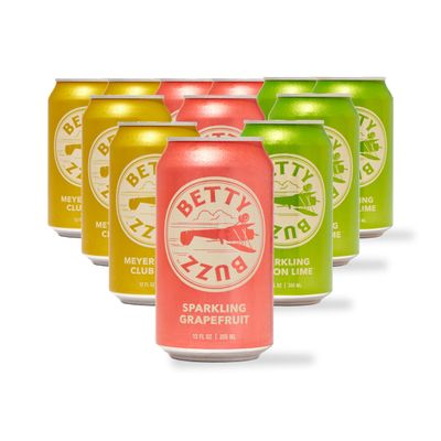 Betty Buzz Premium Sparkling Soda Citrus Variety Pack by Blake Lively - 12 Pack Cans
