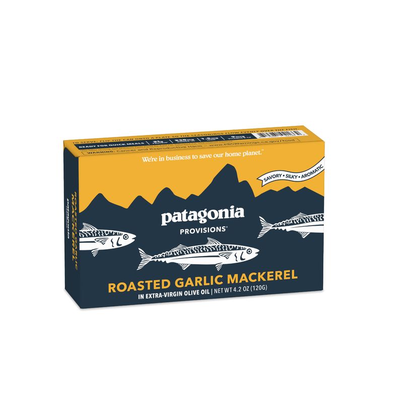 Patagonia Provisions Roasted Garlic Wild Mackerel | Responsibly Sourced in Spain | 21g Protein &amp; Gluten Free