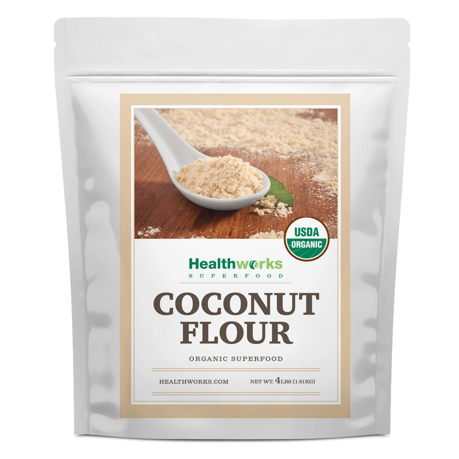 Healthworks Coconut Flour Unrefined Raw Organic (64 Ounces / 4 Pounds) | Certified Organic | Keto, Vegan &amp; Non- GMO | Protein Based Whole Foods | Pancakes, Waffles, Bread &amp; Other Baked Goods