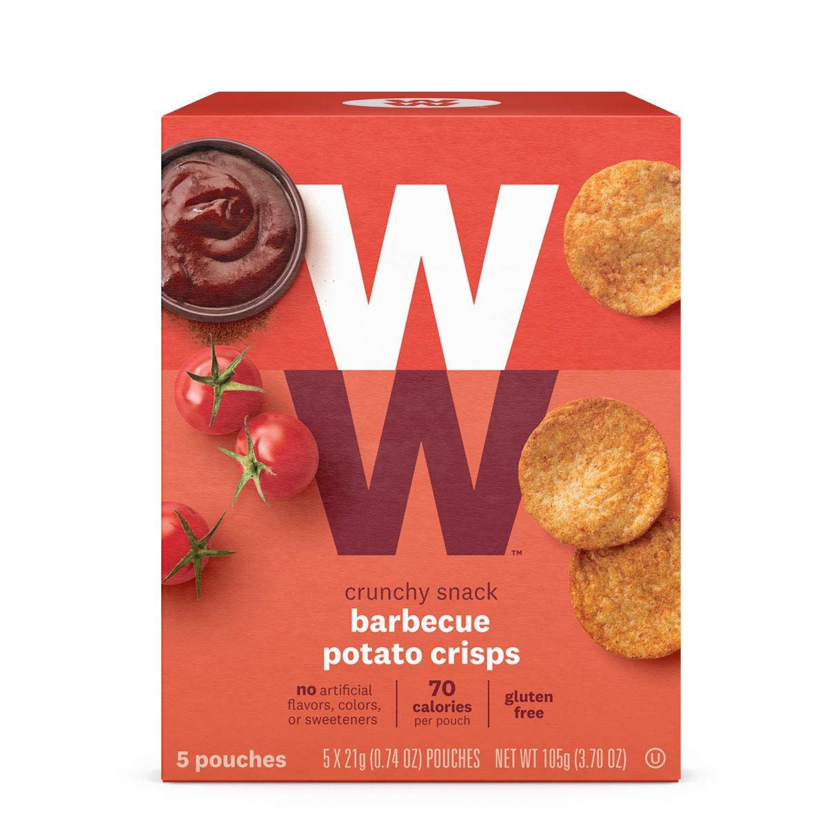 WW Barbecue Potato Crisps - Gluten-free, 2 SmartPoints - 1 Box (5 Count Total) - Weight Watchers Reimagined