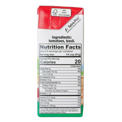 Pom Crushed Tomatoes with Basil 13.8oz (Pack of 12) - Creamy, Velvety Italian Sauce, No Salt, Additives/Preservatives, GMO-Free, Gluten-Free, 100 Fresh Tomatoes
