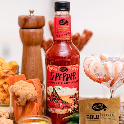 Master of Mixes 5 Pepper Extra Spicy Bloody Mary Drink Mix, Ready to Use, 1 Liter Bottle (33.8 Fl Oz), Pack of 3