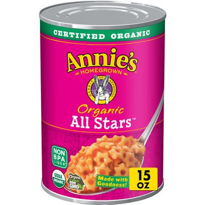 Annie&#39;s Organic All Stars, Canned Pasta in Tomato and Cheese Sauce, 15 oz