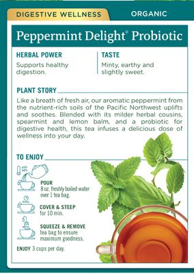 Traditional Medicinals Tea, Organic Peppermint Delight Probiotic, Supports Healthy Digestion, Includes Spearmint 16 Tea Bags