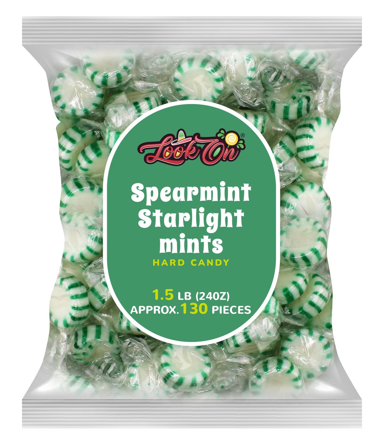 Classic Spearmint Starlight Hard Cand, Minty Fresh Individually Wrapped, 1.5 Pounds Bag (Approx, 130 Pieces) by LookOn
