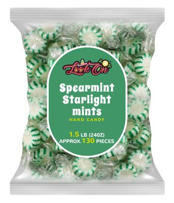 Classic Spearmint Starlight Hard Cand, Minty Fresh Individually Wrapped, 1.5 Pounds Bag (Approx, 130 Pieces) by LookOn