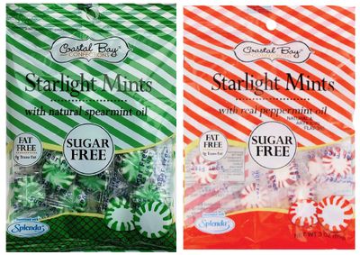 Coastal Bay Confections 1 (3 oz.) Each Sugar Free Bag Starlight Mints With Natural Spearmint Oil and Starlight Mints with Real Peppermint Oil | Holiday Green and Red Candy Variety Mix
