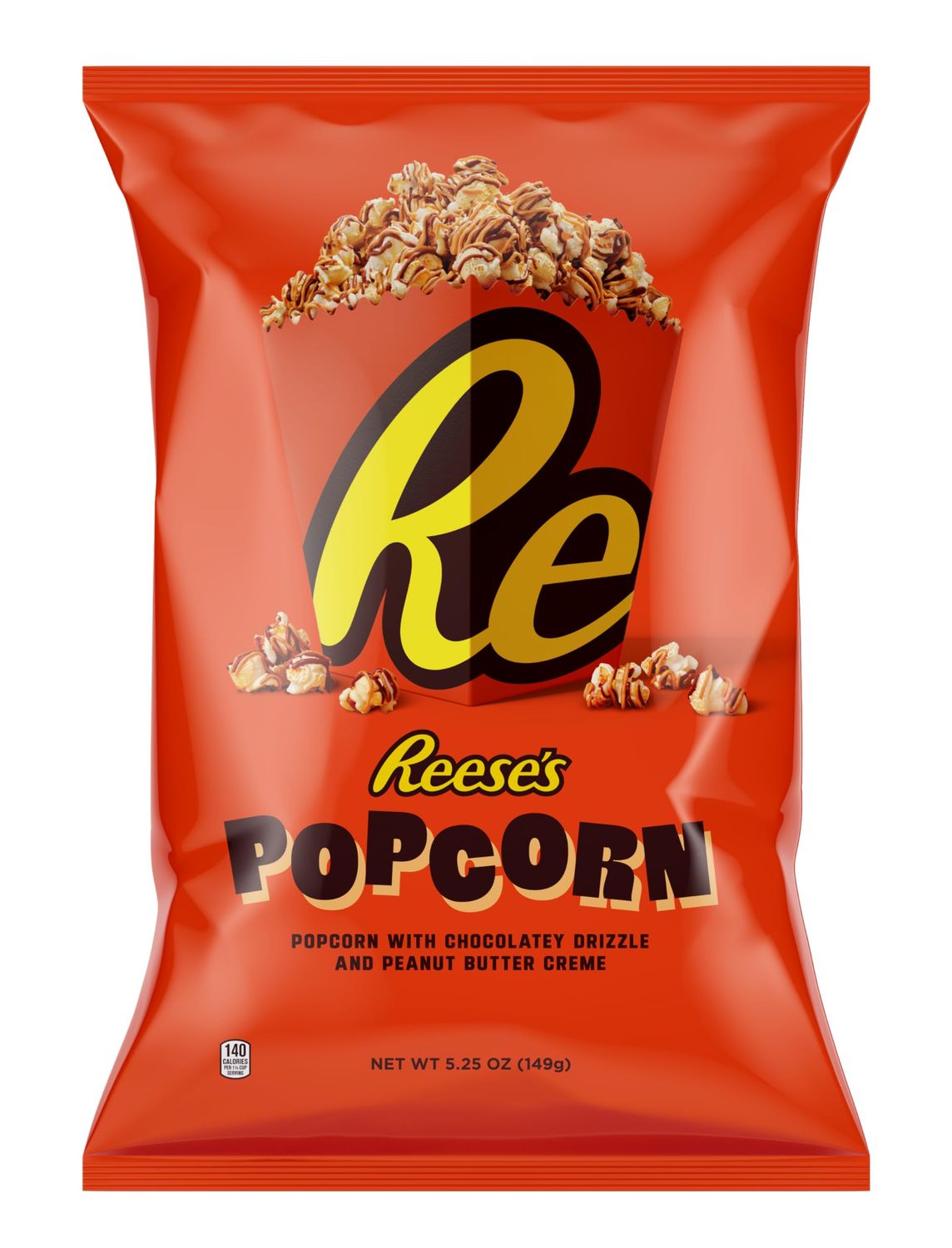 Reese&#39;s Popcorn, 5.25oz Grocery Sized Bag, Popcorn Drizzled in Reese&#39;s Peanut Butter and Chocolate, Ready to Eat, Savory Snack, Sweet and Salty Snacks