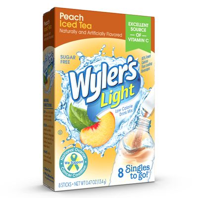 Wyler's Light Singles To Go Powder Packets, Water Drink Mix, Peach Iced Tea, 8 Packets per Box, 24 total Packets (Pack of 3)