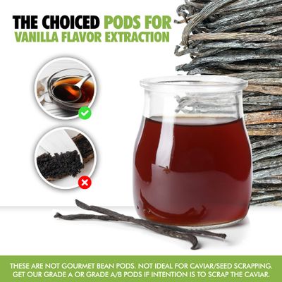 26 Organic Madagascar Vanilla Beans Extract Exclusive Grade B| 4.5 - 5.5 by FITNCLEAN VANILLA| Certified USDA Organic. Bulk Dry Whole Bourbon NON-GMO Pods