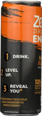 ZEVIA, DRINK, ENERGY, MANGO GINGER - Pack of 12