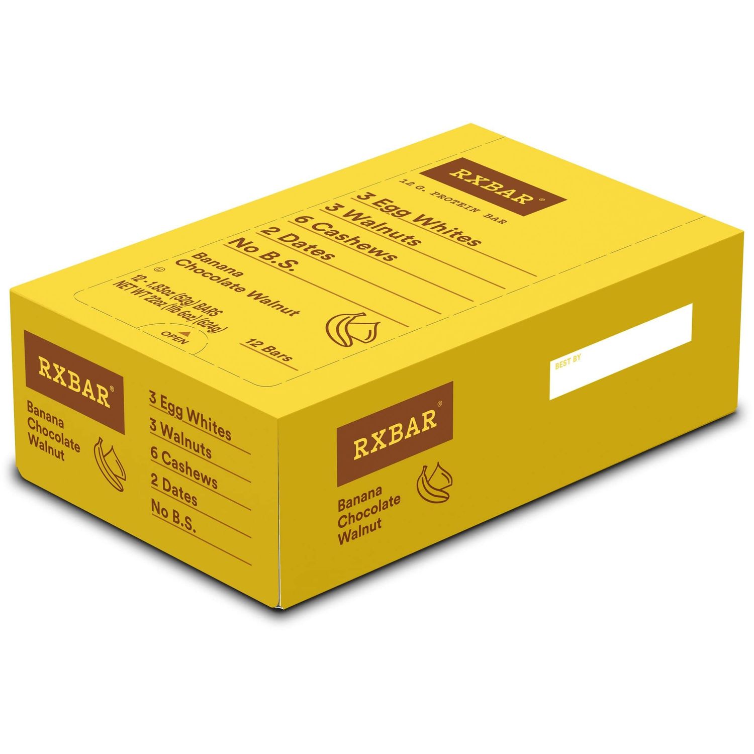 RXBAR Protein Bars, 12g Protein, Gluten Free Snacks, Banana Chocolate Walnut, 22oz Box (12 Bars)