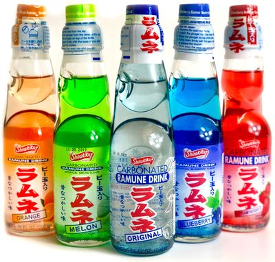 Ramune Japanese Soda Variety Pack of 4 - Shirakiku Multiple Flavors - Japanese Drink Gift Box (5 Count)