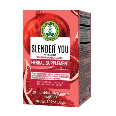 Dr. Tea Slender You Tea with Senna - Pomegranate Flavor - 20 Tea Bags