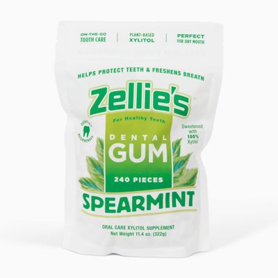 Zellie&#39;s | 100% Xylitol Sugar Free Spearmint Chewing Gum | Spearmint Flavor (240 Count - Pack of 1)