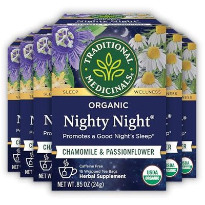 Traditional Medicinals Tea, Organic Nighty Night, Relax &amp; Get a Good Night&#39;s Sleep, Includes Spearmint 96 Tea Bags (6 Pack)