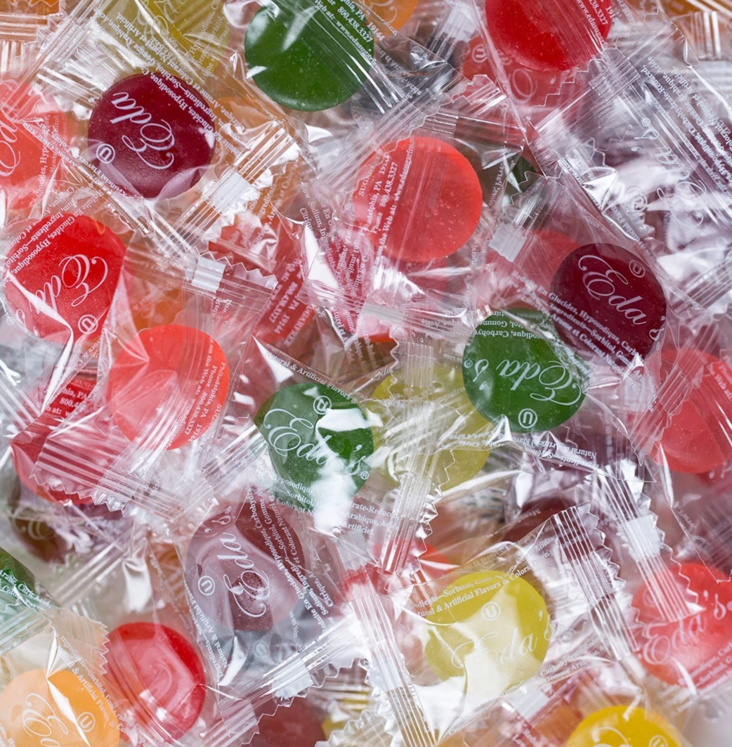 Eda&#39;s Sugar Free Mixed Fruit Hard Candy, individually wrapped, OU Parve, Uses Sorbitol, Low Sodium, 1 LB