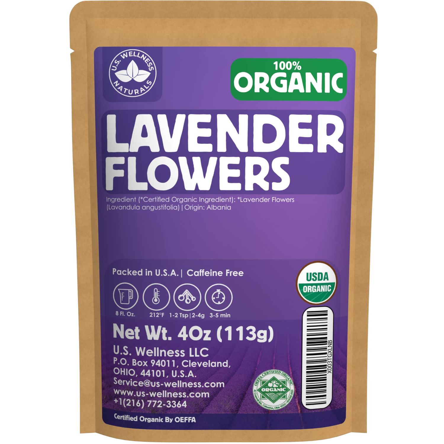 Organic Lavender Tea | 100% Certified Organic | Food Grade Dried Lavender Flowers | Perfect for Tea, Baking, Lemonade, DIY Beauty, Sachets &amp; Fresh Fragrance | 100% Raw Albanian Harvest | Large 4oz