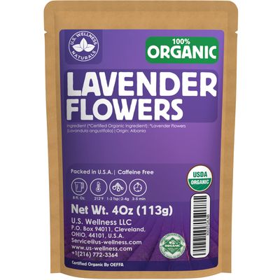 Organic Lavender Tea | 100% Certified Organic | Food Grade Dried Lavender Flowers | Perfect for Tea, Baking, Lemonade, DIY Beauty, Sachets &amp; Fresh Fragrance | 100% Raw Albanian Harvest | Large 4oz