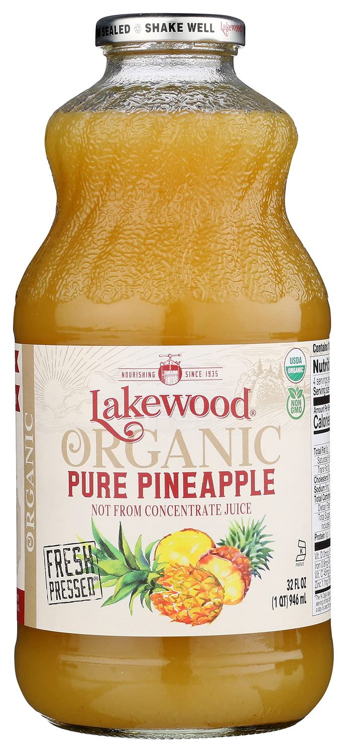 Lakewood Pure Pineapple, Fresh Pressed, 32 Fl Oz (Pack of 6)