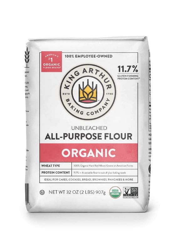 King Arthur Organic All Purpose Flour, Premium Baking Flour for Bread, Pizza Dough, and Pastries, Unbleached and Non-GMO, Versatile for All Your Baking Needs, 32 oz (2 lbs)