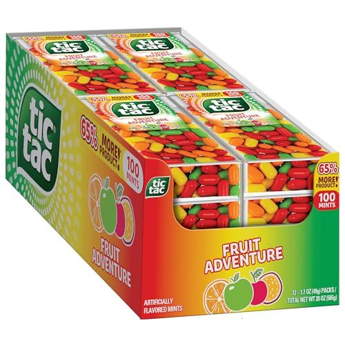 Tic Tac Fruit Adventure Mints, 12 Count, On-the-Go Refreshment, Stocking Stuffers, 1.7 oz Each