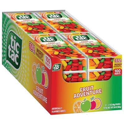 Tic Tac Fruit Adventure Mints, 12 Count, On-the-Go Refreshment, Stocking Stuffers, 1.7 oz Each