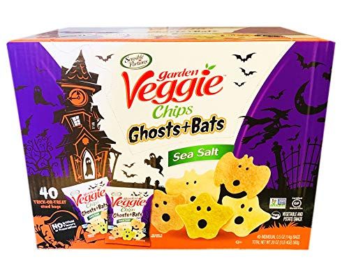 Sensible Portions Garden Veggie Chips Sea Salt 1.25 Lb! 40 Trick-Or-Treat Bags! Ghosts And Bats Shaped Potato Chips! Non-GMO, Vegan &amp; Gluten Free! Spooky And Crunchy Snack Perfect For Halloween Treat!