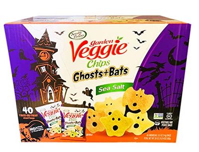 Sensible Portions Garden Veggie Chips Sea Salt 1.25 Lb! 40 Trick-Or-Treat Bags! Ghosts And Bats Shaped Potato Chips! Non-GMO, Vegan &amp; Gluten Free! Spooky And Crunchy Snack Perfect For Halloween Treat!