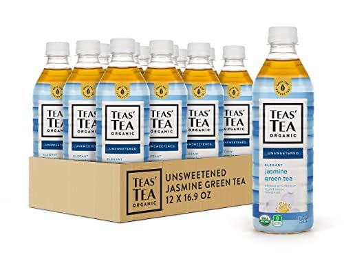 Teas&#39; Tea Unsweetened Jasmine Green Tea 16.9 Ounce (Pack of 12) Organic, Sugar Free, 0 Calories