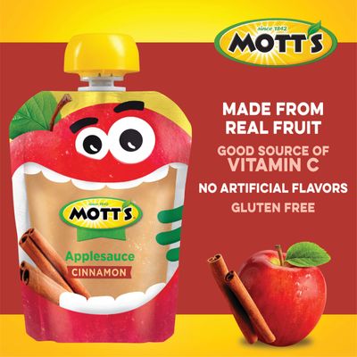 Mott's Cinnamon Applesauce, 3.2 oz clear pouches, 12 count