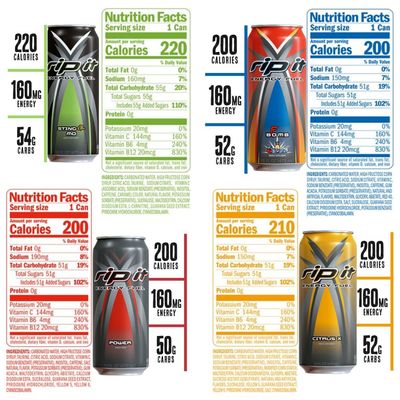 Rip It Energy Drink Variety Pack - 12 Cans of 16 fl oz Each - Assorted Flavors for an Energy Rush - with Snacktix Coaster Included (Power Energy)