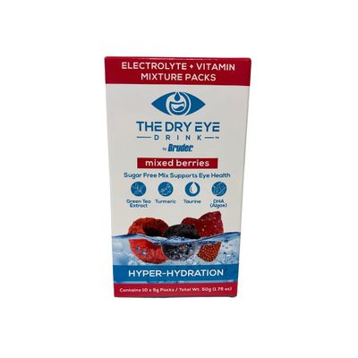 The Dry Eye Drink l Ultimate Hydration for Dry Eyes l Sugar-Free Electrolyte Powder Packets l Blended with Vitamins, Green Tea, Turmeric, Taurine, and DHA l 5g x 10 Packets (Mixed Berry)