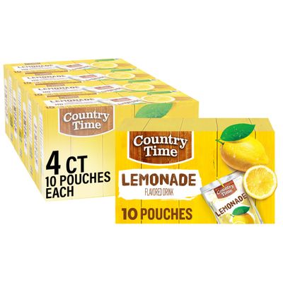 Country Time Lemonade Ready to Drink Flavored Drink Pouches, 40 ct Pack, 4 Boxes of 10 Drink Pouches