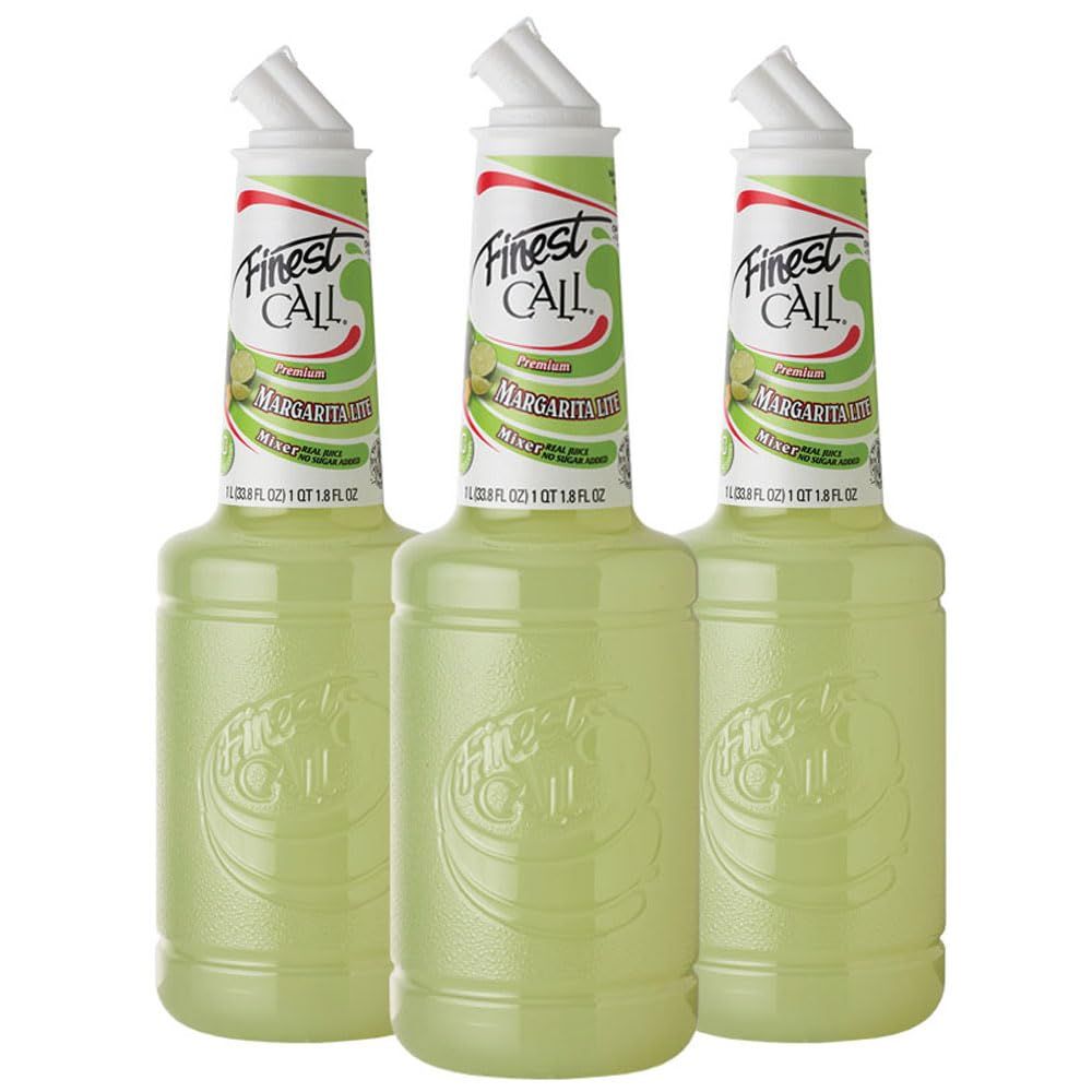 Finest Call Premium Margarita LITE Drink Mix, 1 Liter Bottle (33.8 Fl Oz), Pack of 3
