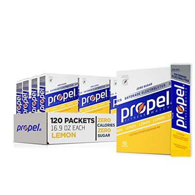 Propel Powder Packets, Lemon With Electrolytes, Vitamins and No Sugar, 10 Count (Pack of 12) - Packaging May Vary