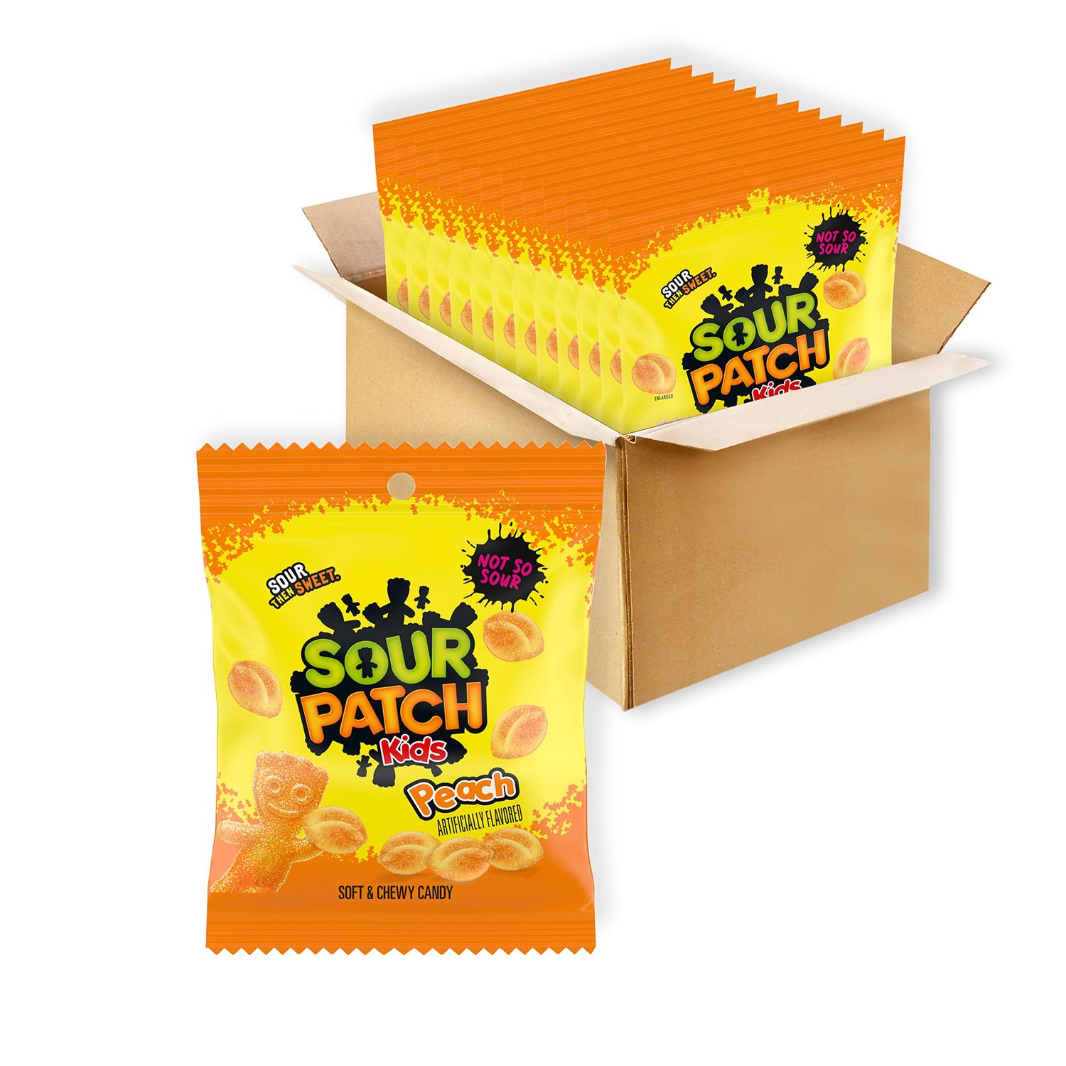 SOUR PATCH KIDS Peach Soft &amp; Chewy Candy, Bulk Candy, 12 - 3.56 oz Bags