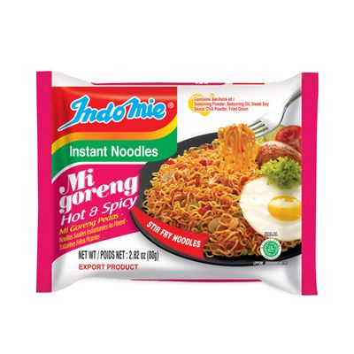 Indomie Mi Goreng Instant Stir Fry Noodles, Halal Certified, Hot &amp; Spicy / Pedas Flavor 2.82 Ounce (Pack of 30)